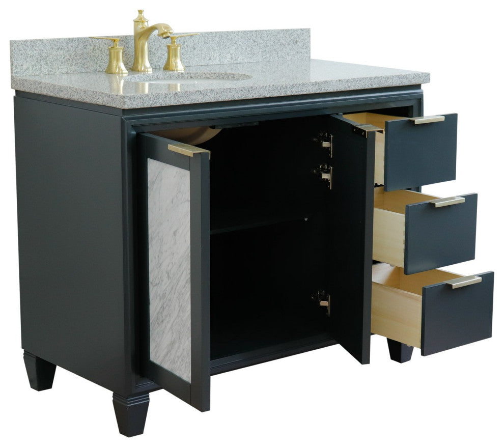 43" Single Vanity, Dark Gray Finish With Gray Granite