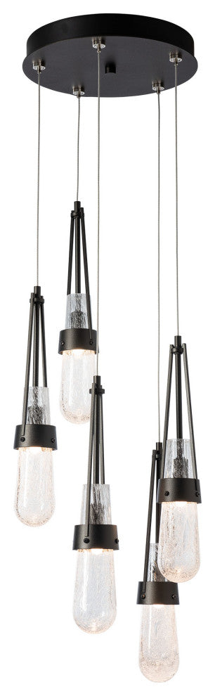 Link 5-Light Blown Glass Pendant - Oil Rubbed Bronze, Clear Bubble Glass