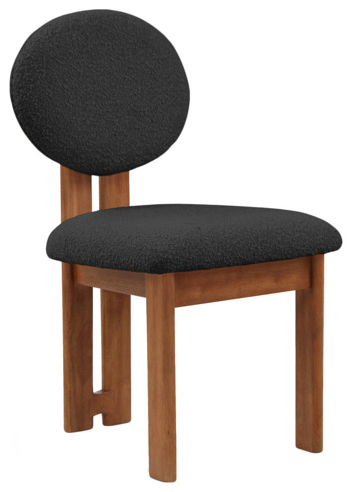 Napa Boucle Fabric Dining Chair, Set of 2, Black, Walnut Finish