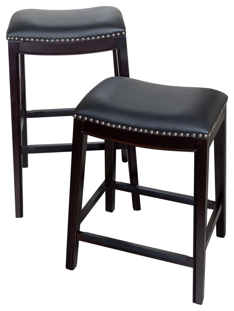 DTY Indoor Living Durango Bonded Leather Saddle Stool, Espresso Finish, 24"