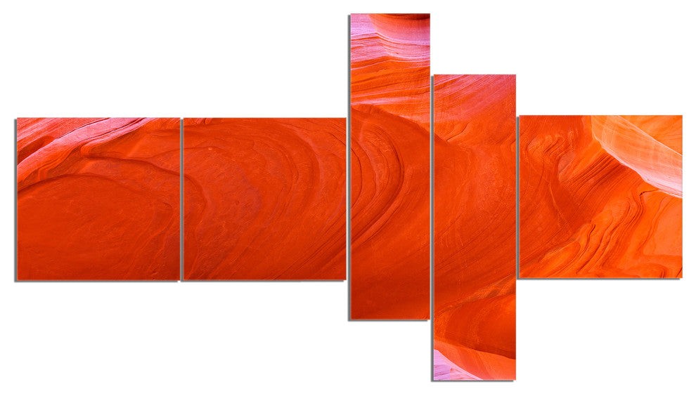 Antelope Canyon Cave, Landscape Photo Canvas Art Print, 60"x32", 5 panels