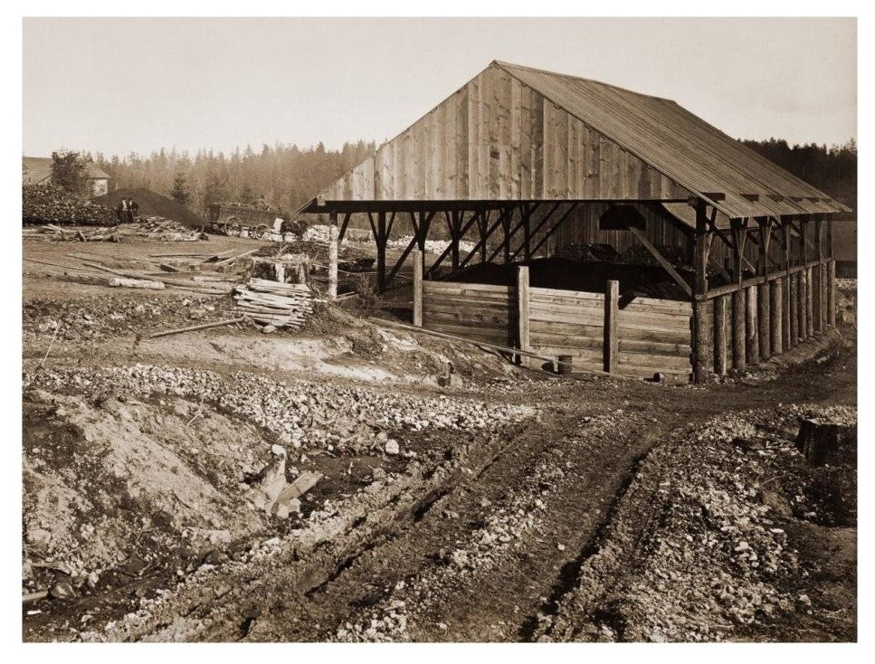 "Oswego Iron Works, Willamette River, Oregon, 1867" Paper Art, 26"x20"