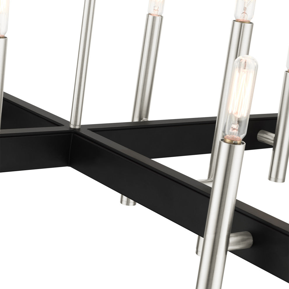 Brushed Nickel Mid Century Modern, Urban, Scandinavian, Minimal Chandelier