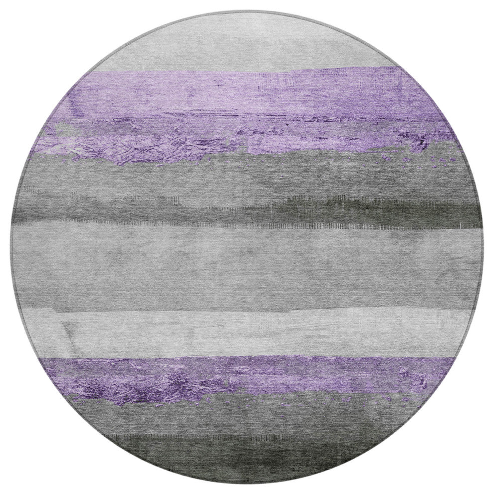 Machine Washable Indoor/Outdoor Chantille ACN1883 Violet 8' x 8' Round Rug