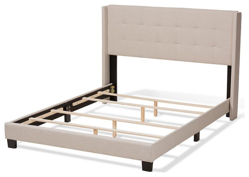 Lisette Modern and Contemporary Beige Fabric Upholstered King Size Bed