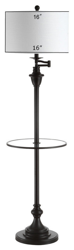 Cora 60" Metal, Glass LED Side Table and Floor Lamp, Oil Rubbed Bronze