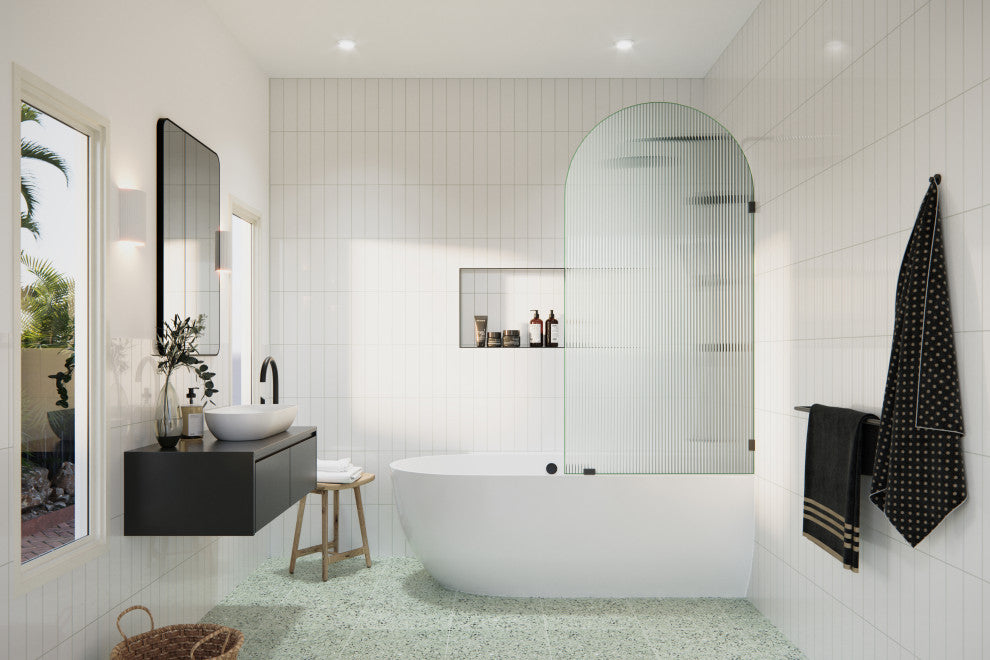 Bathtub Single Fixed Panels, Matte Black
