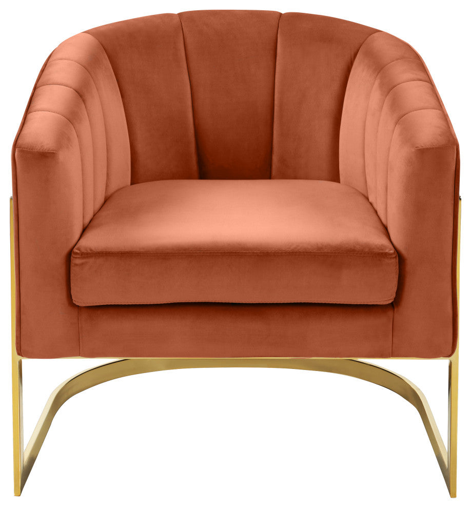 Carter Velvet Upholstered Accent Chair, Cognac
