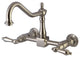 Kingston Brass Two-Handle Wall Mount Bridge Kitchen Faucet, Brushed Nickel
