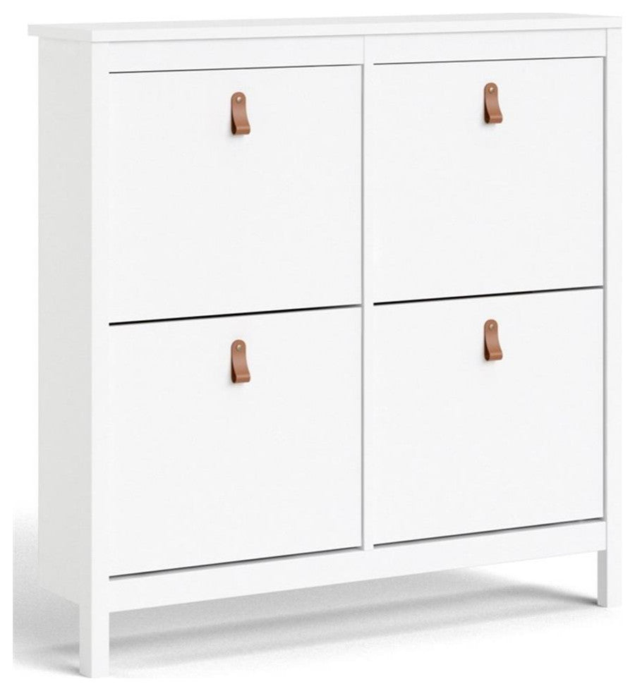 Pemberly Row 4-Drawer Modern Engineered Wood Shoe Cabinet in White