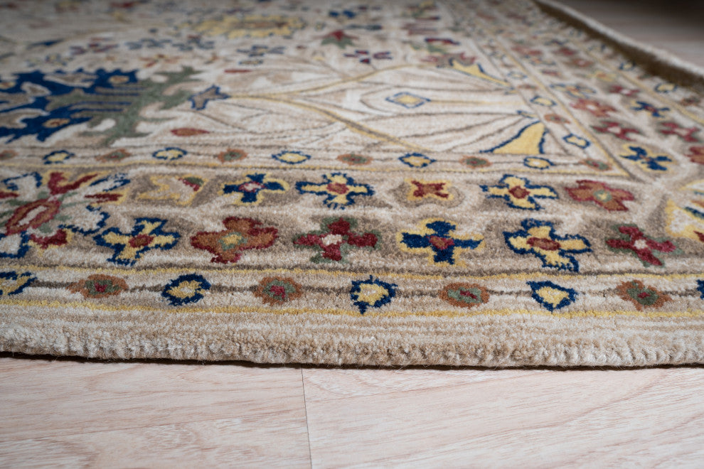 EORC Ivory Hand-Tufted Wool Morris Rug 7'9x9'9