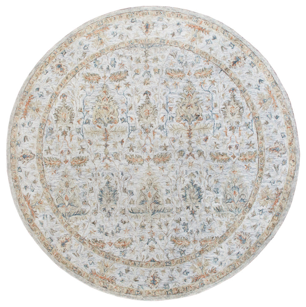 Ox Bay Vin Mel Abstract Hand-Tufted Area Rug, Silver/Tan, 8'6" Round