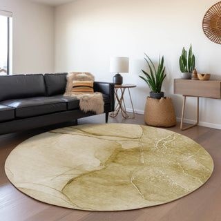Premium Machine Washable Mayfield AMF507 Beige 8' x 8' Round Rug