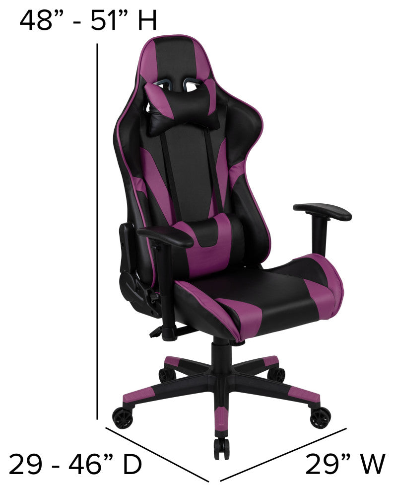 X20 Ergonomic Gaming Computer Chair With Fully Reclining Back, Purple