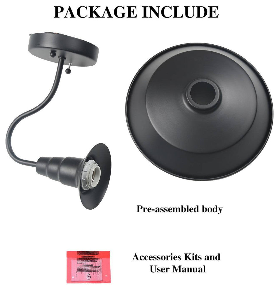 LNC 2-Pack Black Lamps Gooseneck Wall Sconces Barn Warehouse Industrial