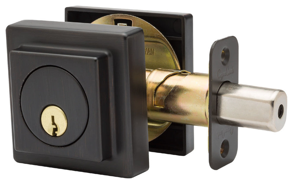 Mid Century Single Cylinder Deadbolt, Tuscan Bronze