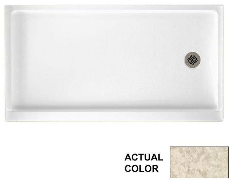 Swan 60x32x4 Solid Surface Shower Base, Right Drain, Mounta Haze