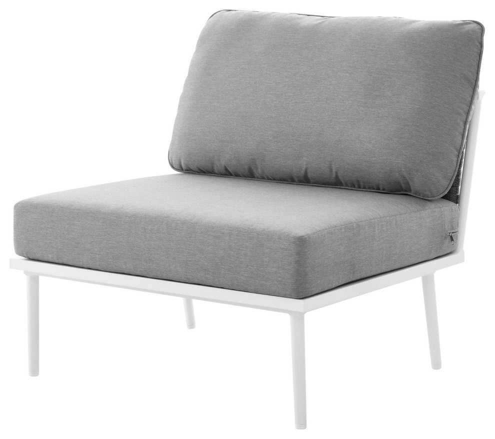 Lounge Middle Chair, White Gray, Aluminum, Modern, Outdoor Hospitality