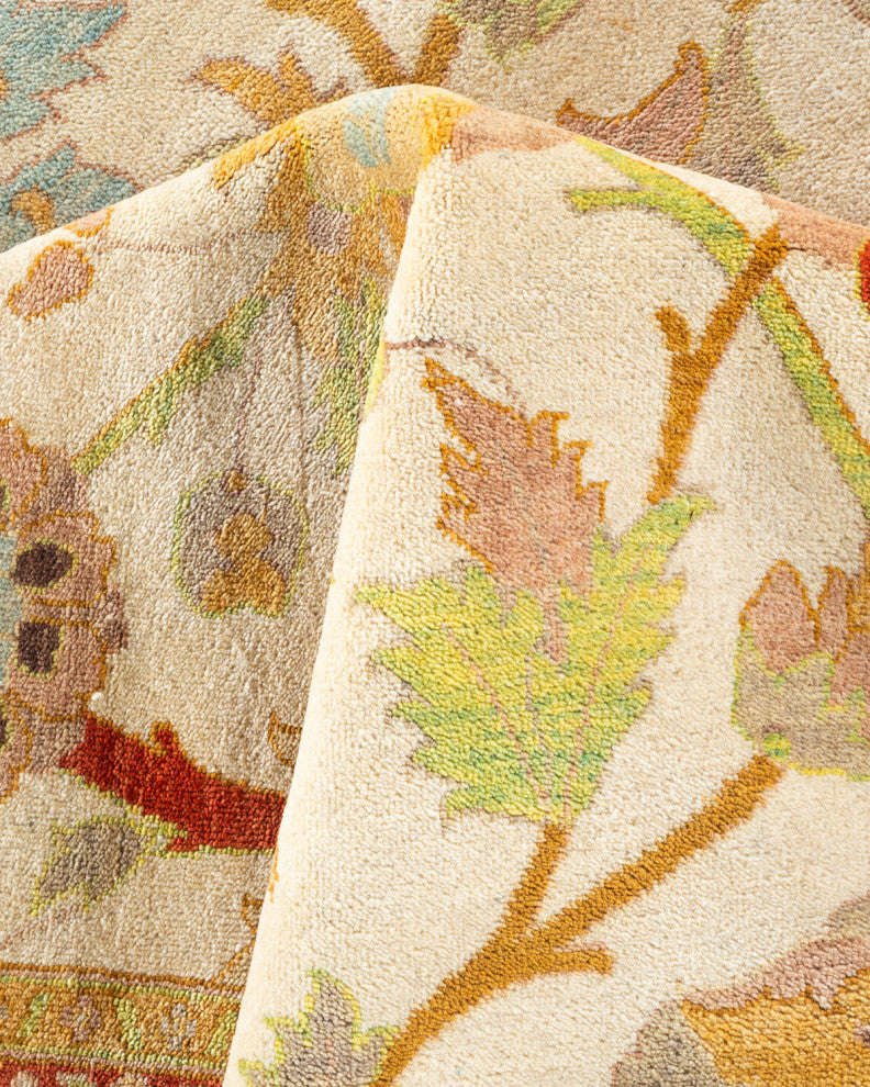 Eclectic, One-of-a-Kind Hand-Knotted Area Rug Ivory, 10' 2" x 17' 9"