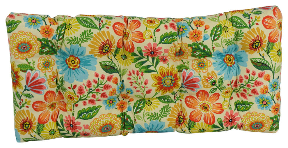 42"X19" Squared Patterned Polyester Tufted Loveseat Cushion, Gregoire Chamomile