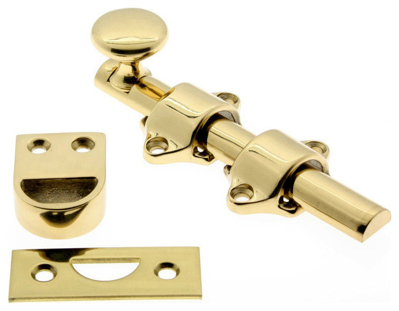 Genuine Solid Brass 4" Dutch Door Bolt, Polished Brass