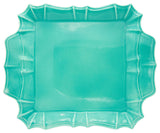 Chloe Square Platter with Handles, Turquoise