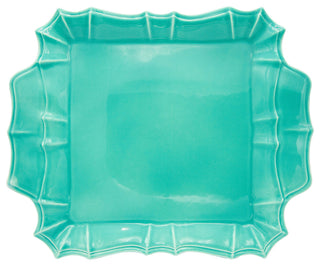 Chloe Square Platter with Handles, Turquoise