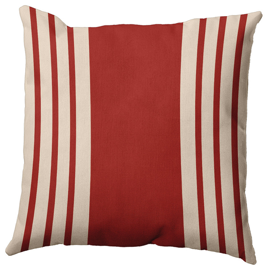 20"x20" Stripe Decorative Throw Pillow, Maple Red