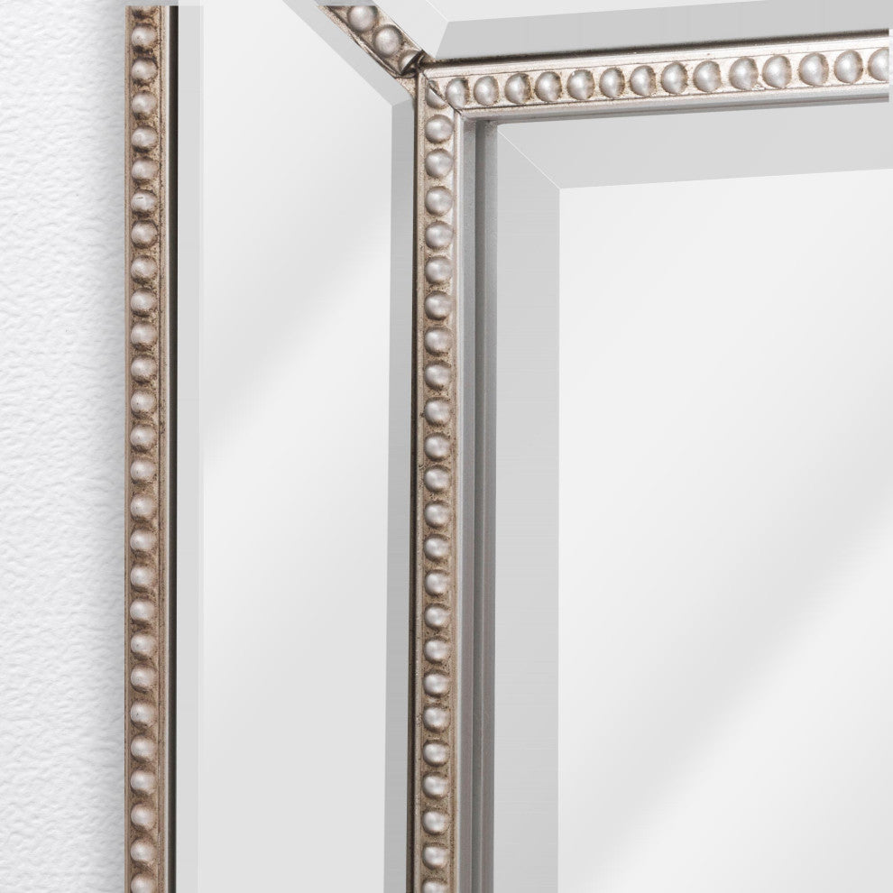Head West Champagne Silver Metro Beaded Framed Vanity Mirror - 24" x 30"