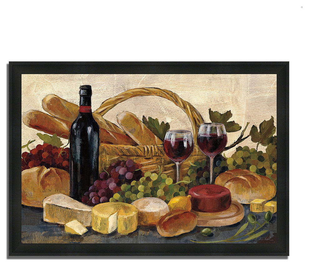 "Tuscan Evening Wine" By Silvia Vassileva, Framed Painting Print, Ready To Hang