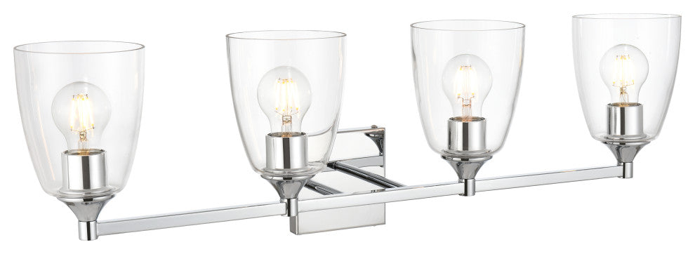 4 Light Chrome And Clear Bath Sconce