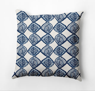 Cowry Check Outdoor Pillow, Blue, 20"x20"