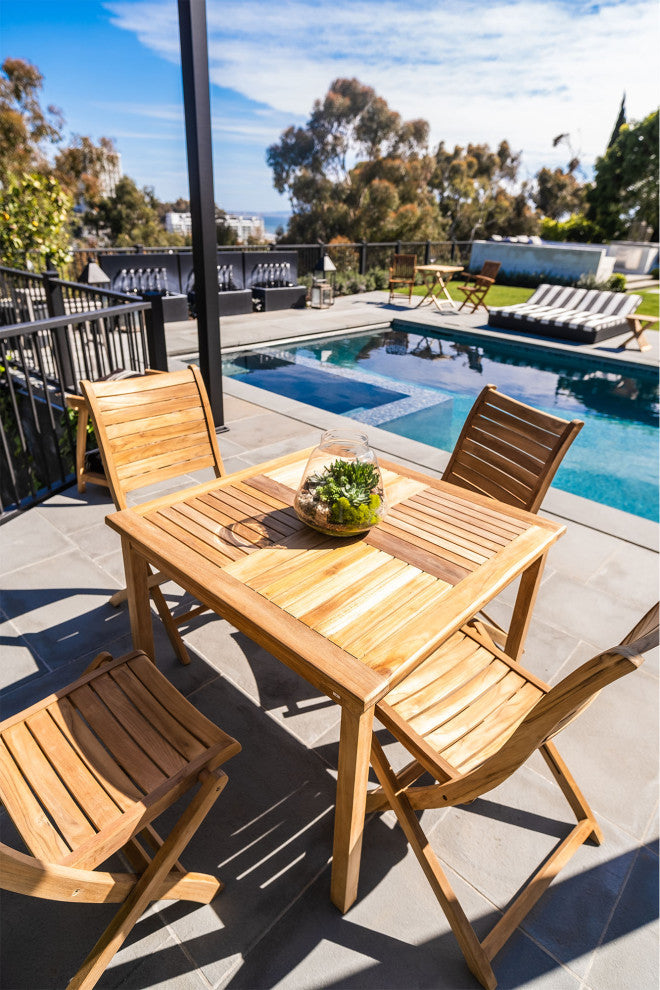 Nordic Style Natural Teak Folding Dining Chair