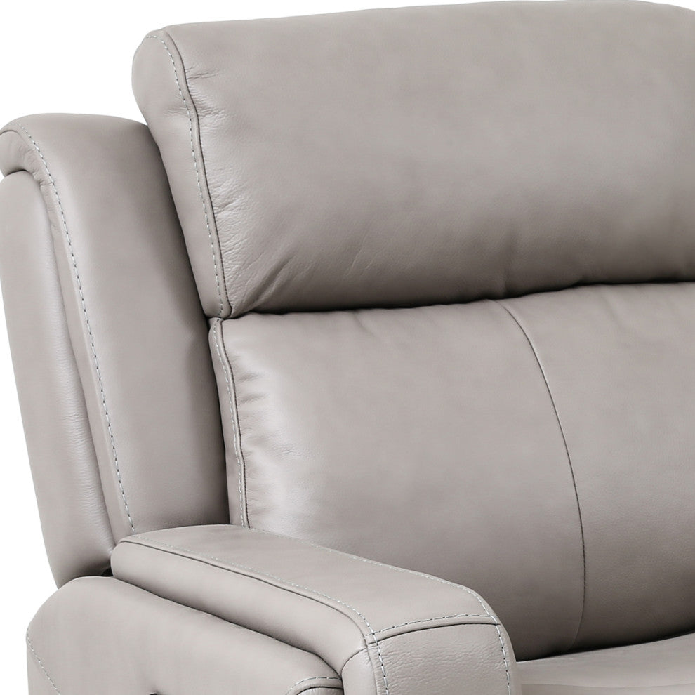 Claude Dual Power Reclining Sofa, Light Gray Genuine Leather