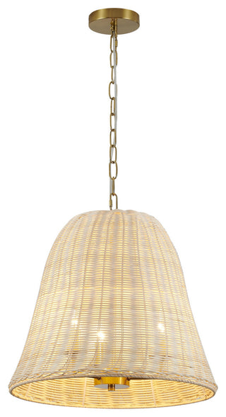 3-Light Natural White Wood Vine Basket Chandelier