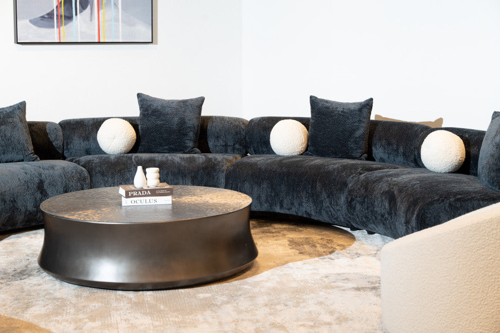 Modrest Airdrie Modern Antique Grey Large Round Coffee Table