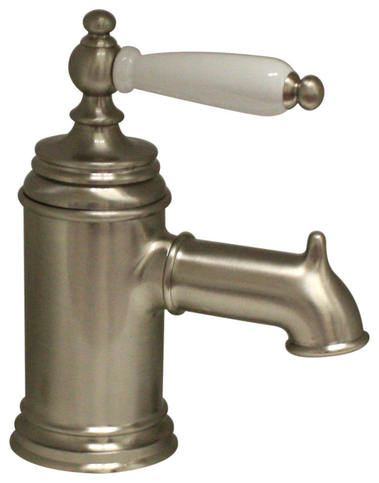 Whitehaus N21-P-BN Lavatory Faucet with Porcelain Handle and Pop-up Waste
