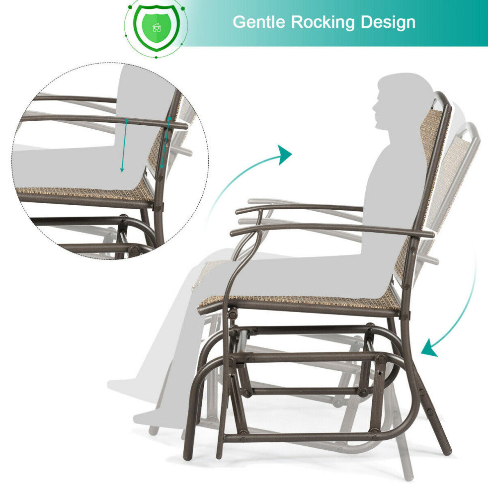 Costway 2PCS Patio Swing Single Glider Chair Rocking Seating Steel Frame Brown
