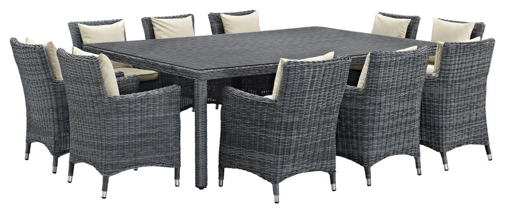 Summon 11-Piece Outdoor Patio Sunbrella Dining Set