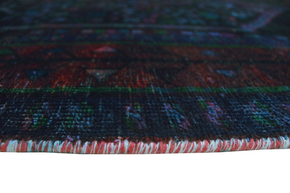 Vintage Distressed Overdyed Abdul Black Runner, 4'8x11'9