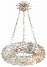 Broche LED Chandelier, Antique Silver