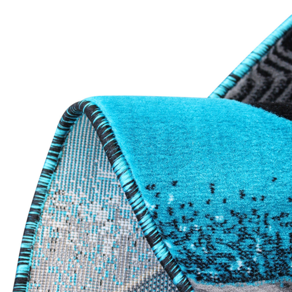 Angie Collection Round 5' x 5' Turquoise Traditional Southwestern Style Area Rug