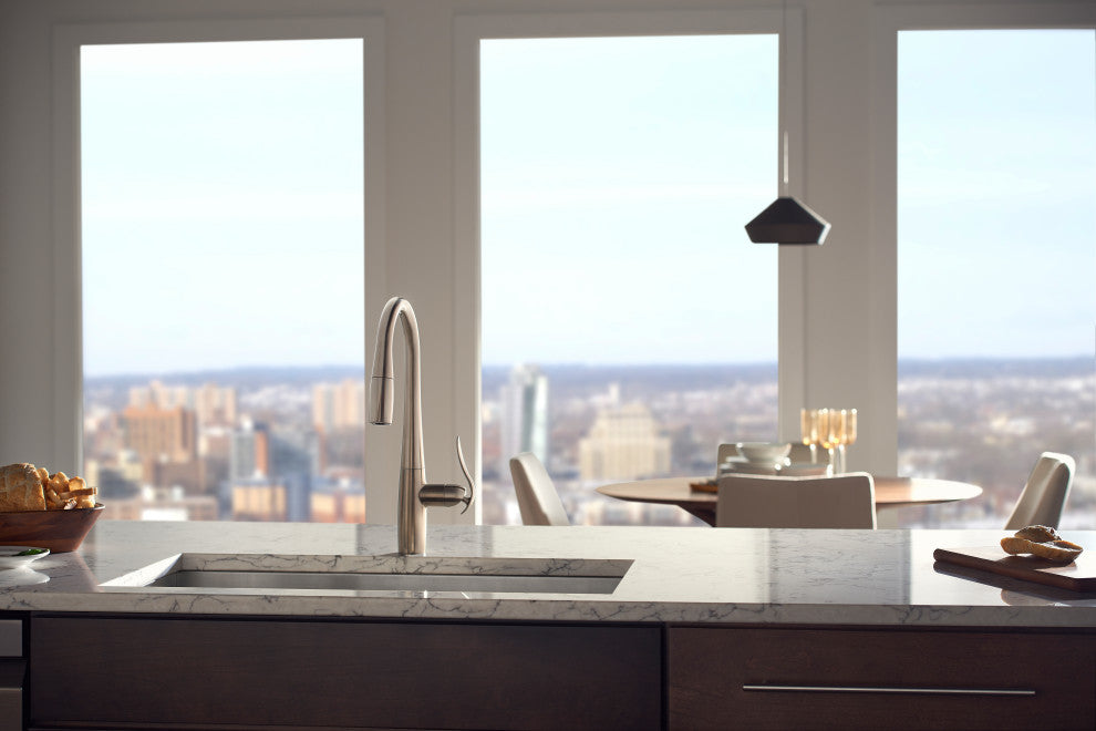 Selene Single Handle Pull-Down Kitchen Faucet w/ Snapback, Stainless Steel