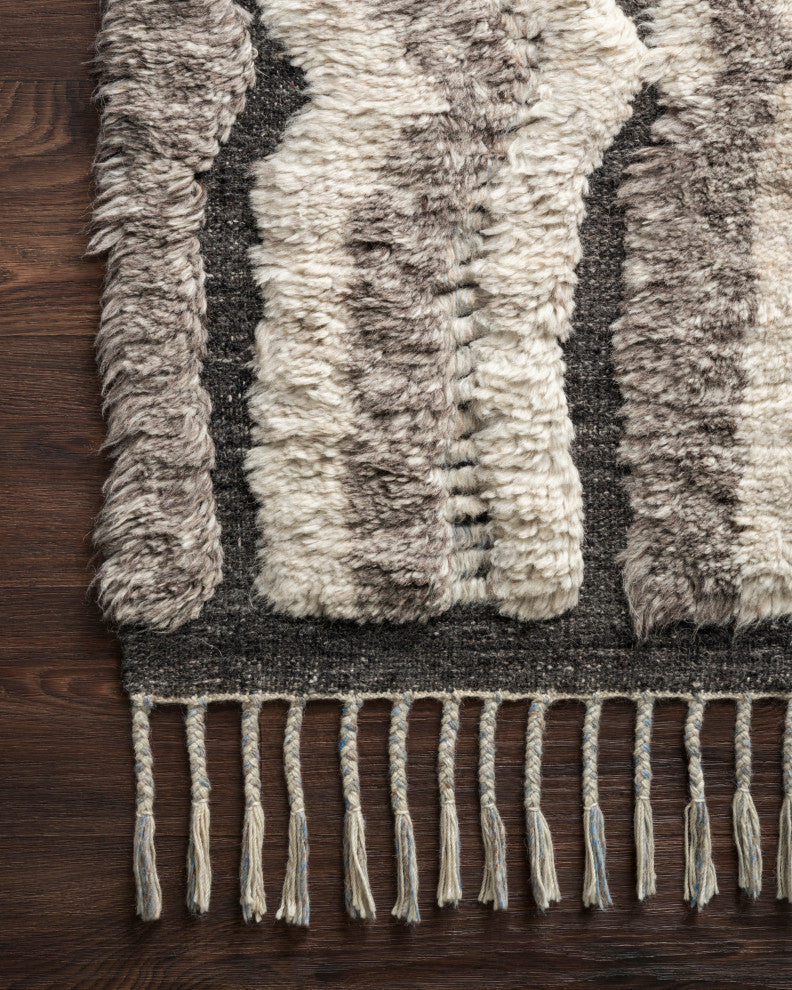 Loloi Hand Knotted Khalid KF-03 Stone / Charcoal Area Rug, 4''-0" X 6''-0"