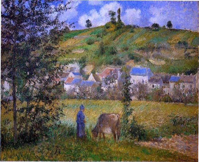 Camille Pissarro Chaponval Landscape, 20"x25" Wall Decal Print