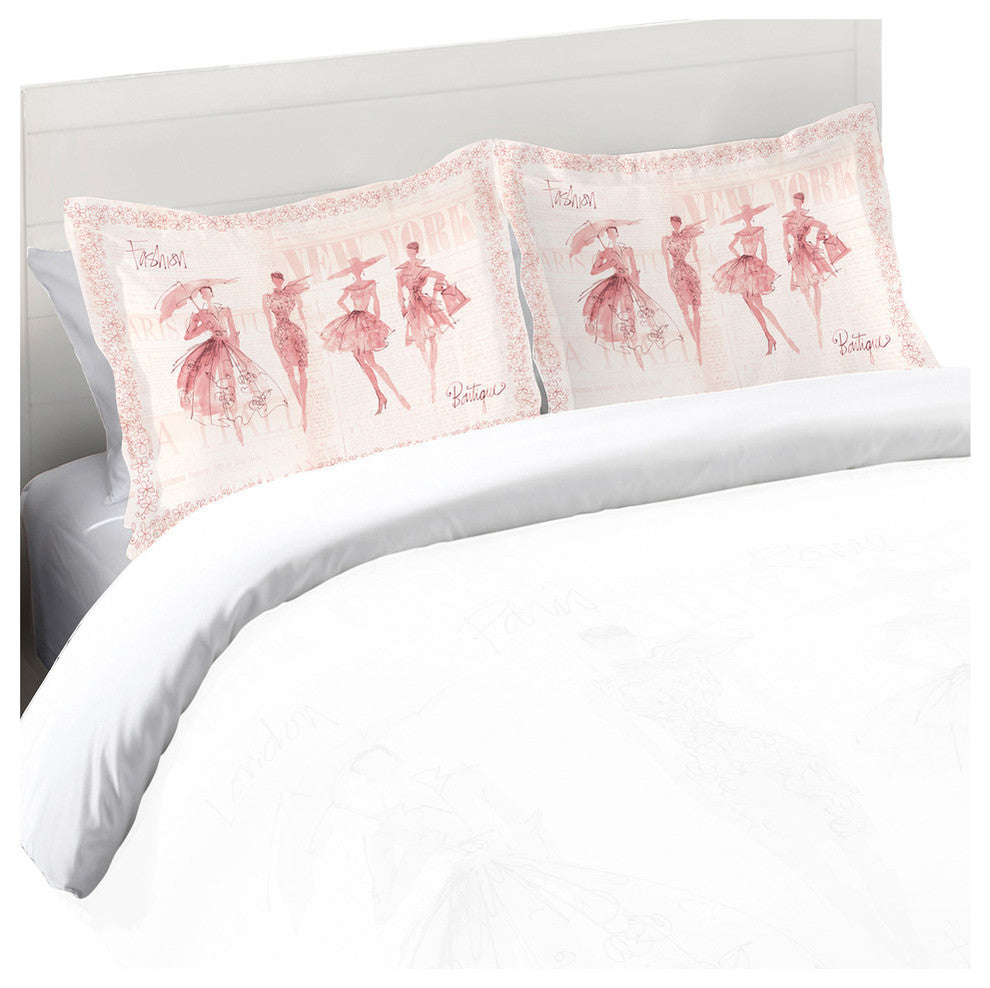 Laural Home Pink Fashion Sketchbook Standard Pillow Sham