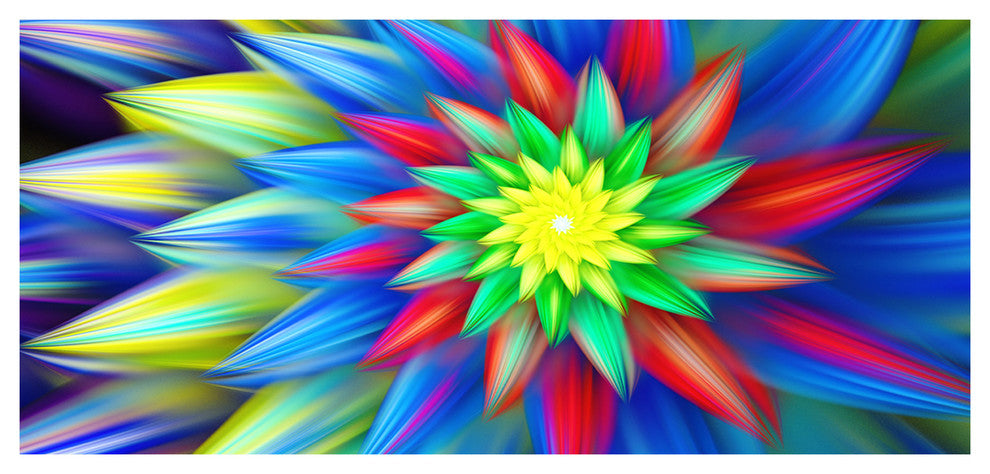 Dance of Bright Multi Color Flower, Large Floral Canvas Art Print, 60"x28"