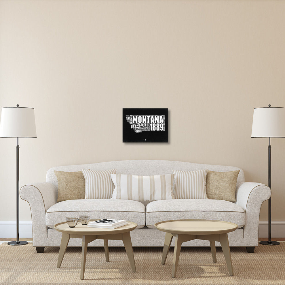 "Montana Black and White Map" Fine Art Print