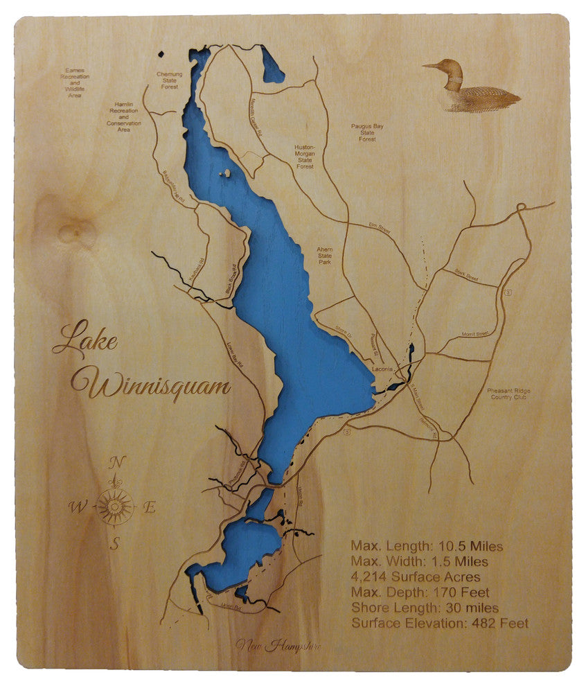 Lake Winniessquam, New Hampshire-Wood Lake Map, Small Standout