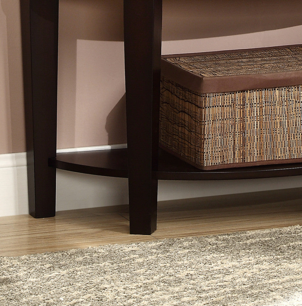 Demilune Shape Console Table with 2 Drawers, Cappuccino
